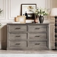 thumbnail image 3 of Home Farmhouse 6 Drawer Dresser for Bedroom, Rustic Wood Chest of Drawers with Metal Handles, Large Double Dresser TV Stand, Storage Dressers Organizer for Living Room, Nursery, 3 of 7