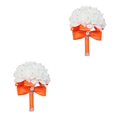 thumbnail image 4 of Minnieouse Ramo de boda colorido - Materiales de bajo mantenimiento Flores Ramo de novia Decoración de boda Cinta naranja Cinta Naranja 2Conjunto, 4 of 6