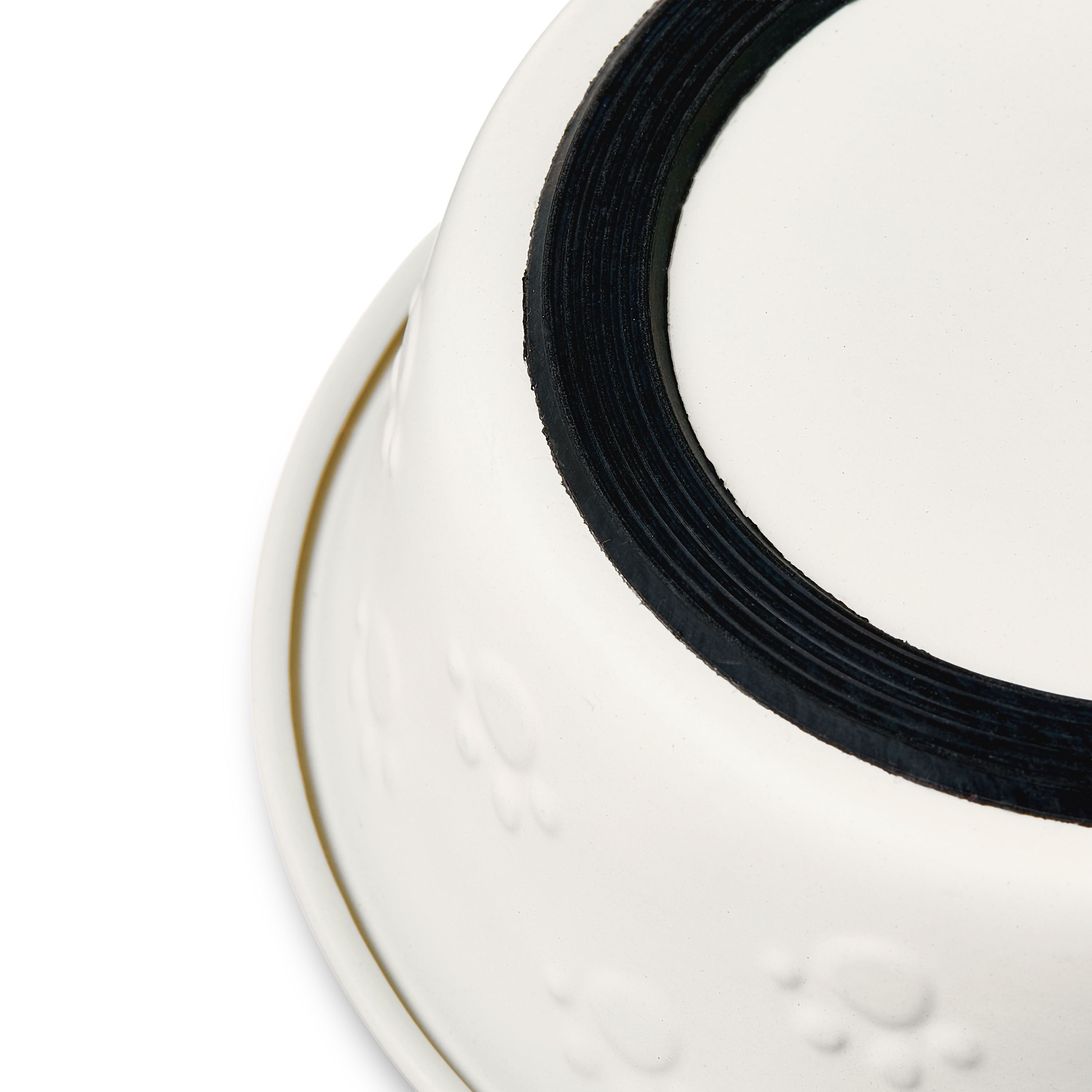 Vibrant Life Small Stainless Steel Embossed Dog Bowl, Off-White Paws
