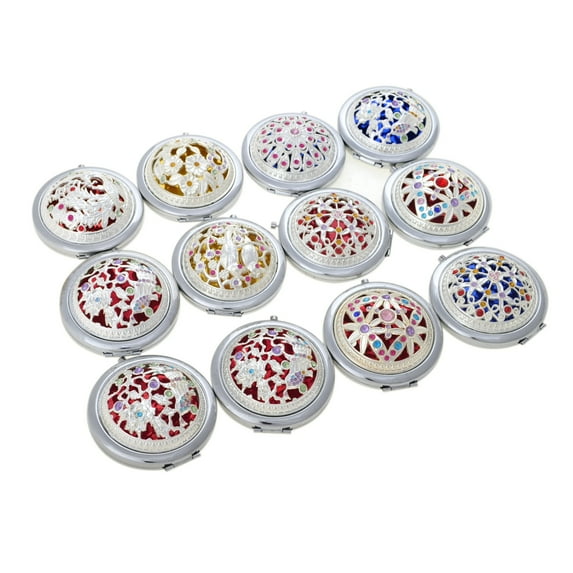 ALICE 12 Sets Gleamy Boutique Compact Mirror, Folding Mirrors With Gift Box-Silver