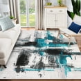 thumbnail image 5 of Yesfashion Carpets Area Rugs Washable 1150Gsm Velvet Pearl Velvet Washed Back Folded Printed Rug Abstract-Crisscross Black blue green 5*7ft, 5 of 7