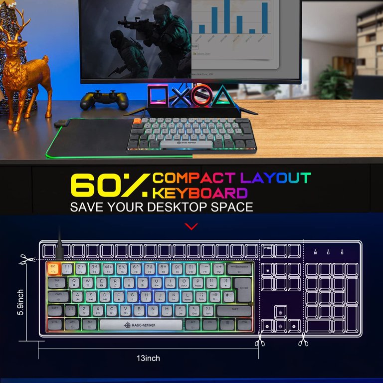 MAGIC-REFINER MK21 UK Layout 60% Mechanical Gaming Keyboard Dye-Sublimation  PBT