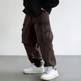 thumbnail image 2 of YUELONGHU Adult Men Casual Pants Work Pants for Men Spring Autumn Male Minimalist Solid Color Zipper Pocket Cargo Pants, 2 of 5