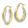 thumbnail image 3 of Auriga Fine Jewelry 10K Two-tone Gold Textured Hinged Hoop Earrings for Women, 3 of 7