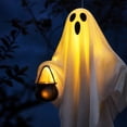 thumbnail image 5 of Halloween Decorations Outdoor - Light Up Hanging Swing Ghost with Cauldrons, Spooky Cute Ghosts Decorations for Front Porch Yard Tree, 5 of 6