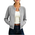 thumbnail image 2 of RRJ Women's Fall Zip Up Bomber Jackets Long Sleeve Open Front Casual Solid Outerwear, Gray 2XL, 2 of 9
