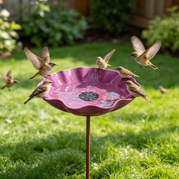 Clearance Metal Bird Bath for Outside, Garden Freestanding Birdbath & Birdfeeder, Bee Water Feeder with Flower Design, Bird Baths Feeder for Outdoors Garden Patio Yard Lawn Decor