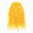 thumbnail image 4 of mgoYE Women's Tulle Tutu A-line Midi Skirt Tiered Layered High Elastic Waist Ballet Prom Party Irregular Mesh Skirt(Yellow,S), 4 of 7