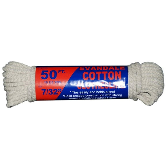 T.W . Evans Cordage 7/32" EVANDALE COTTON CLOTHESLINE 50' HANK