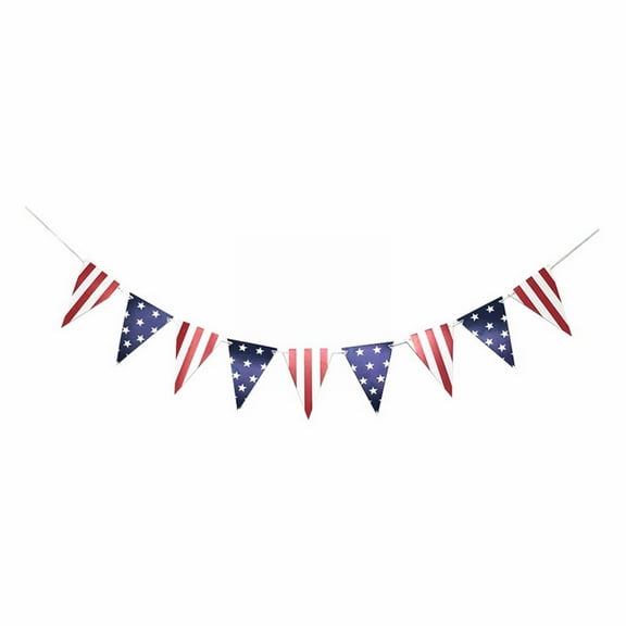 njshnmn 4th of July Decorations, Patriotic Day Red, White and Blue Triangle Flag Pennant Banner, 3m