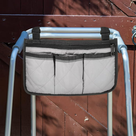 Walker Bag with 3 Open Pockets Large Capacity Storage Pouch Wheelchairs Storage Organizer Bag Walker Rollator Storage Bag Folding Storage Pouch for Seniors Elderly