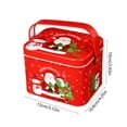 thumbnail image 3 of Anhility Christmas Metal Cookie Tin with Handle Santa Snowman Reindeer Storage Container Tin Containers for Xmas Cookies Candy Brownies Snacks Chocolate Cake Craft, 5.12" x4.25*3.93 in, Red, 3 of 6