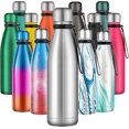 thumbnail image 1 of Stainless Steel Water Bottle, 500ml Water Bottle BPA Free, 12 Hrs Hot/24 Hrs Cold, Leakproof Water Flasks(Silver), 1 of 5