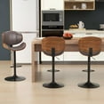 thumbnail image 6 of YEXJ Bar Stools Set of 2, Swivel Adjustable Height Barstools, PU Leather Upholstered Bar Chairs with Footrest, Bentwood Bar Stool for Kitchen, Bar, Dining Room-2-Brown, 6 of 16