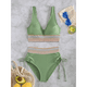 thumbnail image 3 of Bikini de Dos Piezas para Mujer, Cintura Alta, Cuello Halter, Traje de Baño Verde XXL, 3 of 7