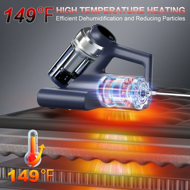 Teant Mattress Vacuum Bed Vacuum Cleaner with 253.7nm UV-C Light, Hyper Helix Motor with 16Kpa Strong Suction & 33000 RPM/Min Tapping, HEPA Filter,149℉ Heat & Ultrasonic & Anion for Bed and Pet