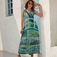 thumbnail image 5 of Water Lilies And Bridge Womens Night Club Maxi Dress V Neck Sleeveless Bohemia Long Dresses, 5 of 9