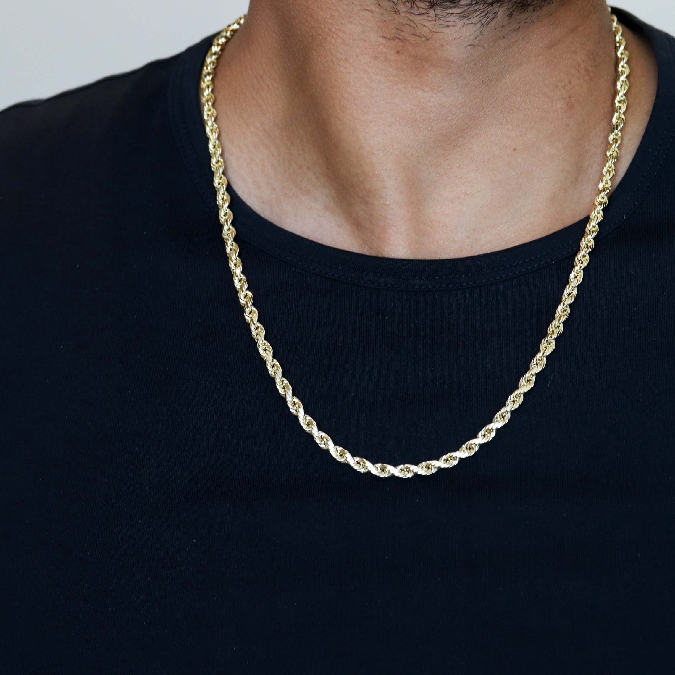 14K Solid Gold Rope Chain Necklace 5mm 16" - 24"