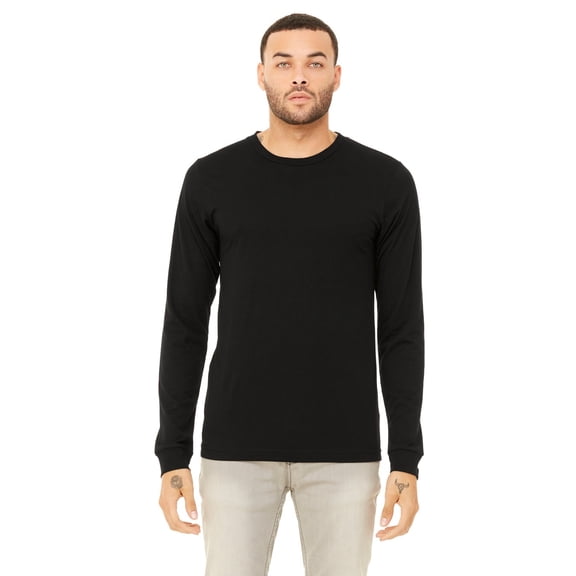 The Bella Canvas Unisex Jersey Long Sleeve T-Shirt - SOLID BLK TRIBLN - S