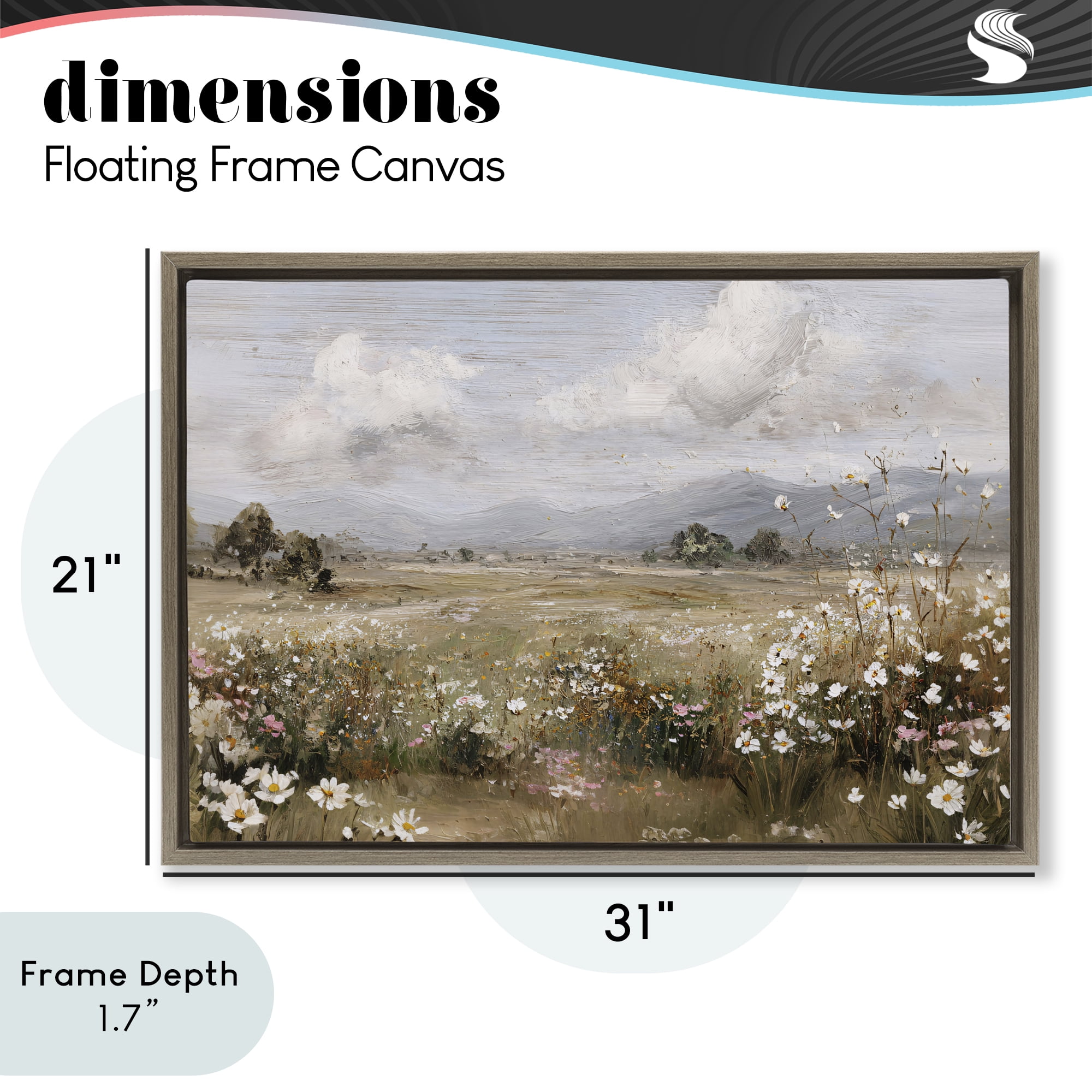 Stupell Industries Daisy Clusters in Field Brown Framed Floater Canvas Wall Art, design by Jacky Ngan