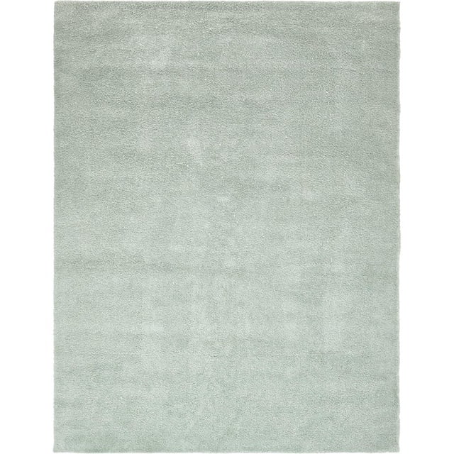Unique Loom Solo Solid Plush Kids Modern Rug 10' x 13' Rectangle Light Blue