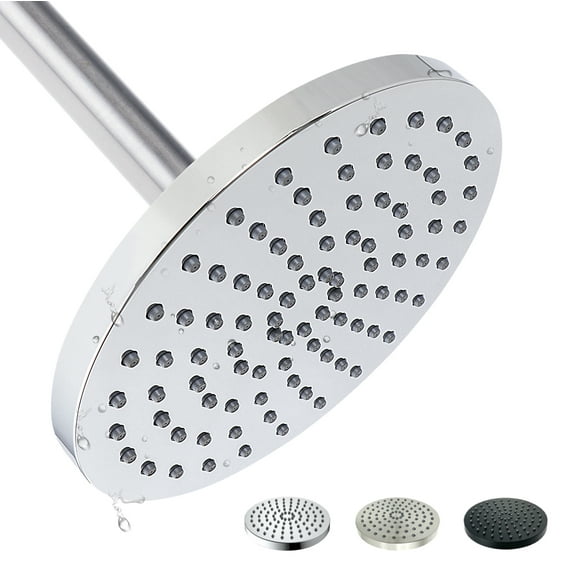 High Pressure Rainfall Shower Head Chrome Plated Single Function Easy to Clean 8" Face