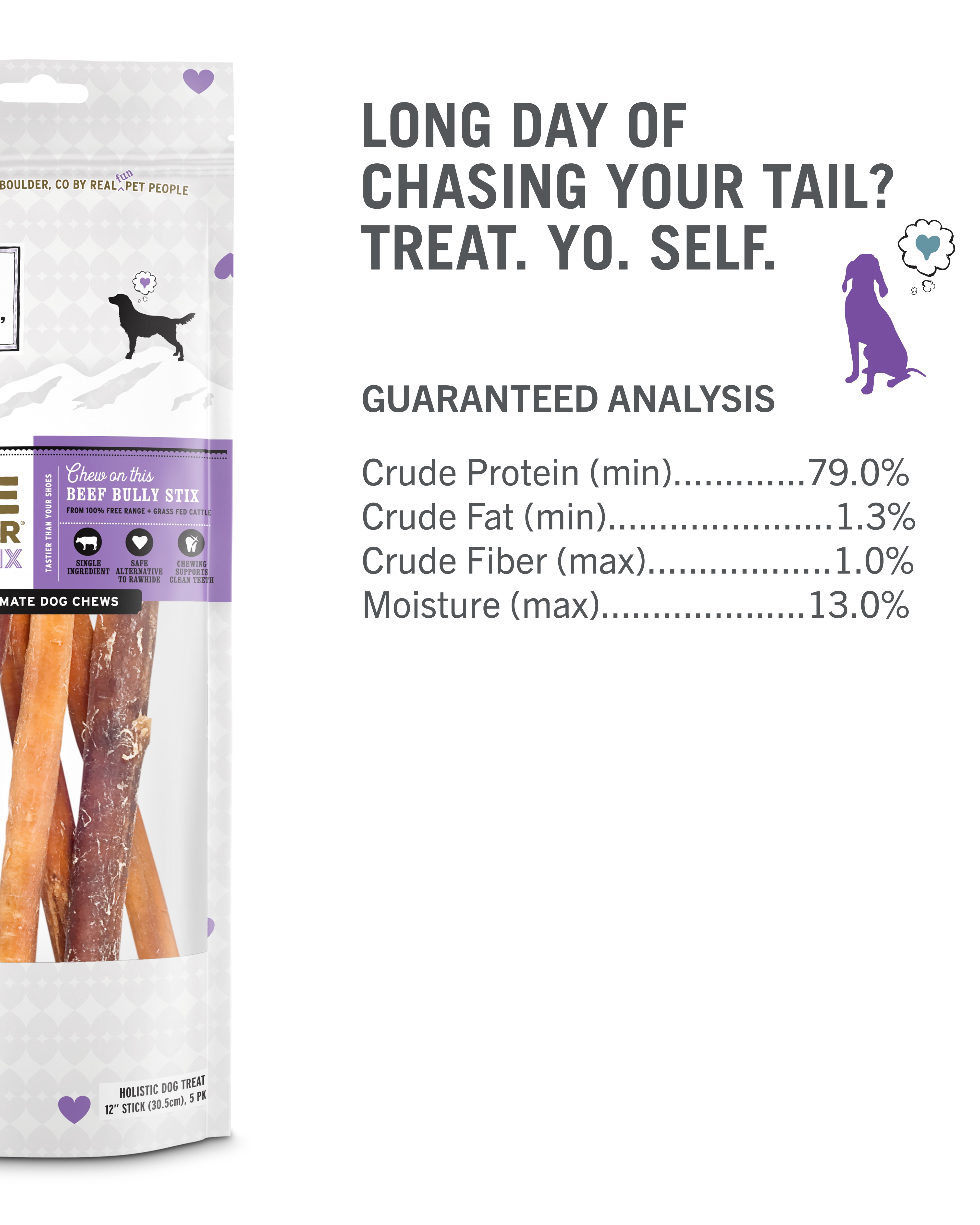 "I and love and you" Free Ranger Dog Chews, Beef Bully Stix, 3.5 Oz, 12 Inch