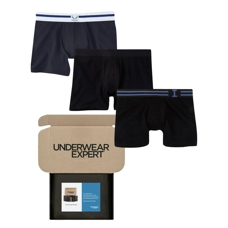 Underwear Expert Men's Boxer Briefs Curated Mystery Box, 3 Pairs 