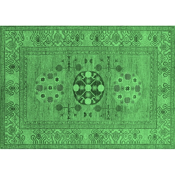 Ahgly Company Indoor Rectangle Oriental Emerald Green Industrial Area Rugs, 8' x 12'