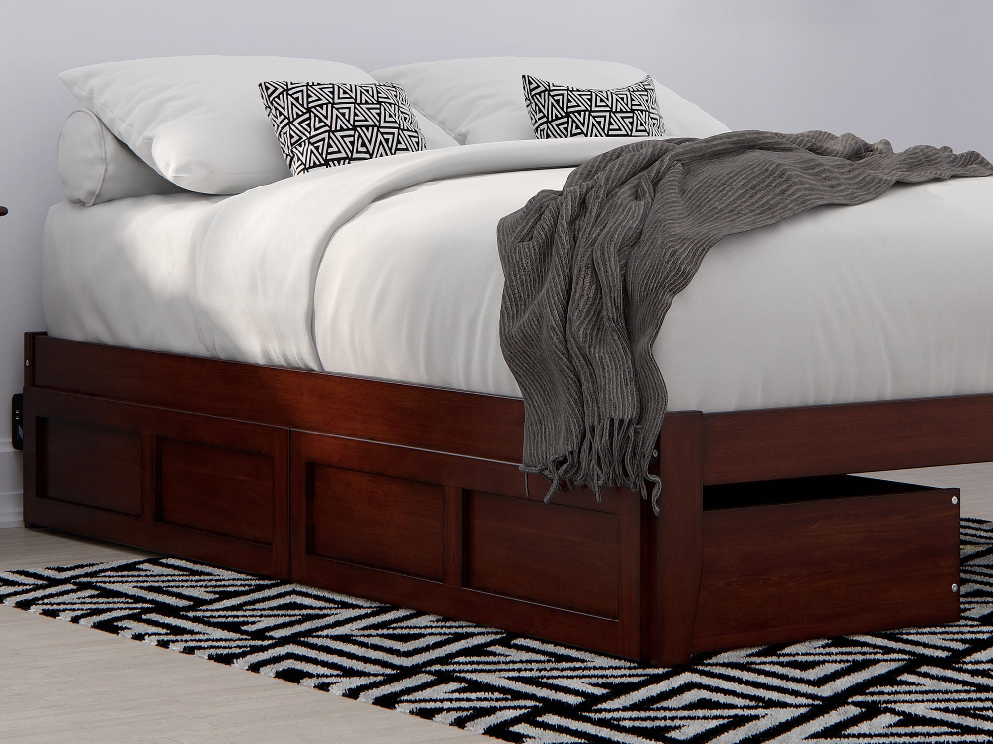 AFI Set of 2 Solid Wood Under Bed Storage Drawers, Twin/Full, Walnut