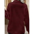 thumbnail image 3 of DOKOTOO Pullover Sweatshirts for Women Casual Textured Tops Lapel Collar Lightweight Shirts Red L US12-14, 3 of 7