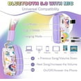 thumbnail image 4 of QearFun Unicorn Headphones for Girls Kids for School, Kids Bluetooth Headphones with Microphone & 3.5mm Jack, Teens Toddlers Wireless Headphones with Adjustable Headband for Tablet/PC (Purple), 4 of 6