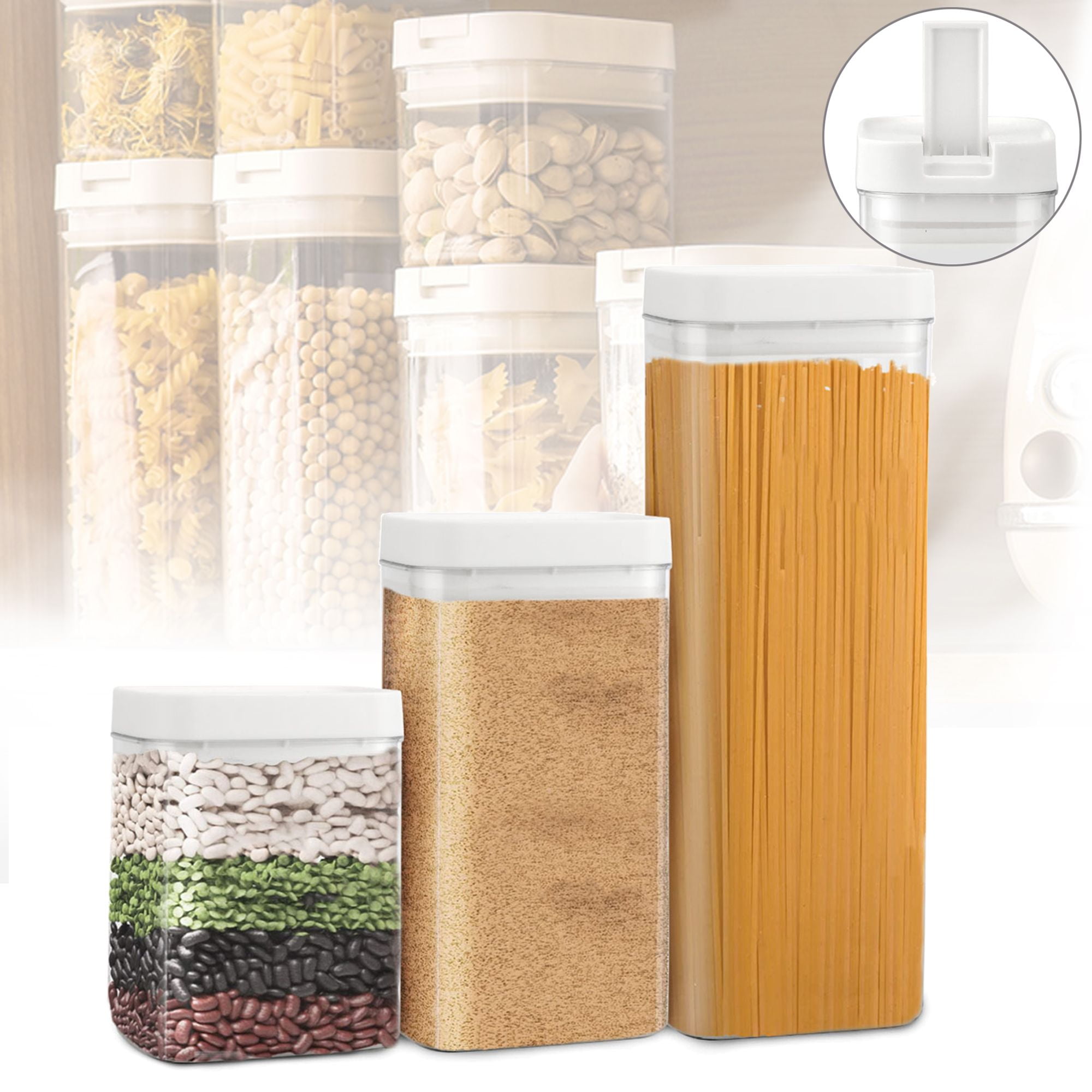 PANTRYSTAR Airtight Food Storage Containers With Lids, 7 PCS BPA Free  Kitchen Storage Containers for Spaghetti, Pasta, Dry Food,Flour and Sugar