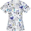 Disney's 101 Dalmations "Love Dalmations" Women's Printed V-Neck Scrub Top