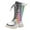Silver, variant on UngA Girls Riding Boots Boys Girls Leather Lace-Up Waterproof Side Zipper Mid Calf Combat Riding Winter Boots Silver,1.5