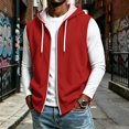 thumbnail image 3 of EANJE Men's Hooded Sleeveless Zip Vest Casual Drawstring Regular Fit Hood Knit Multi Color Layering Tops With Pockets Red 2XL, 3 of 7