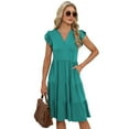thumbnail image 7 of Scacto Summer Dresses for Women Elegant Classy Casual Spring Midi Fashion V Neck Boho Dress Beach Vacation Clothes with Pocket, 7 of 7