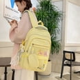 thumbnail image 5 of Foral School Backpack, Multi-layer Backpack with Star Pendant&Mini Pendant Bag, Lightweight Loptop Backpack for Middle School College, Yellow, 5 of 10