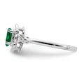 thumbnail image 3 of Sterling Silver Rhodium-plated Created Emerald & Diamond Ring, 3 of 5