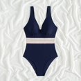 thumbnail image 4 of MSJUHEG Monokini,Plus Size One Piece Swimsuit,High Cut Swimsuit,Tie Side,Bandeau Bathing Suits,Strapless Swimsuits for Women,1 Piece Swimsuit Blue XL, 4 of 8
