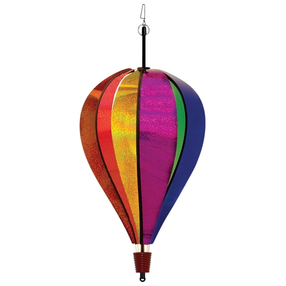 In the Breeze 1082 — Rainbow Glitter 6-Panel Hot Air Balloon — Sparkly Mylar Outdoor Wind Spinner for Yards and Gardens