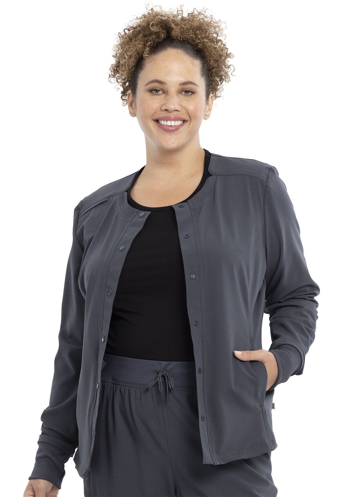 Cherokee Euphoria Women's Warm Up Scrubs Jacket Snap Front CK387A