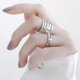 thumbnail image 2 of 925 anillos de plata esterlina para mujer letras anchas apertura desgastada hecho a mano diseño Simple INS joyería fina de moda, 2 of 2
