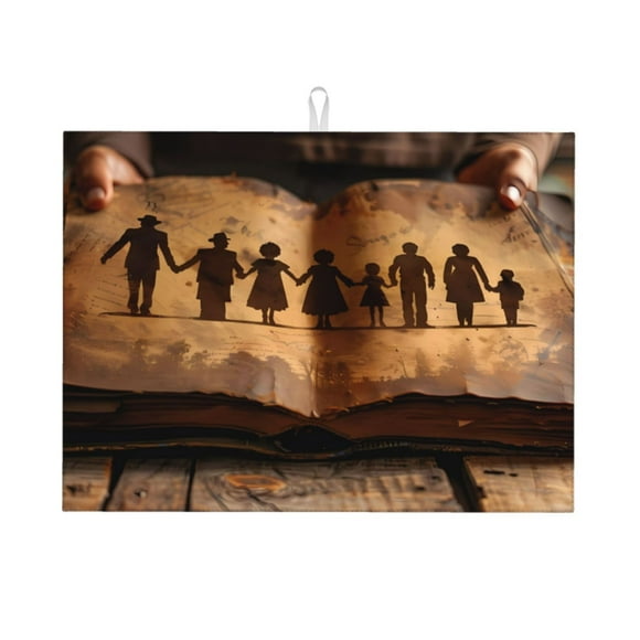 Fotbe Vintage Family History Book Alfombrilla de Secado para Cocina con Estampado, 18x24 Pulgadas