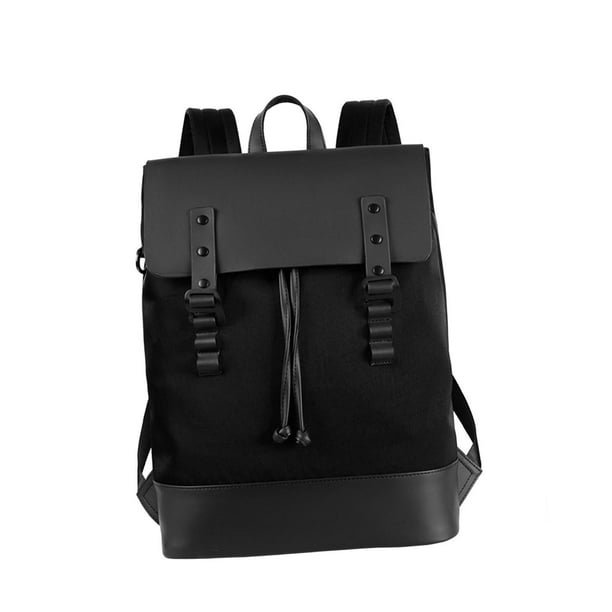 Mochila para hombre con cierre de cordón, portátil, con correa ajustable, moderna Negro