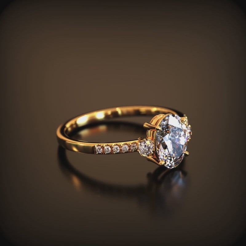 Cora Jewellery 1.35CT Oval Moissanite Solitaire Engagement Ring For Women, 18K Yellow Gold