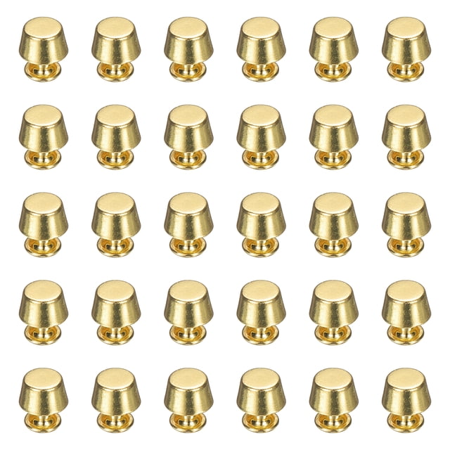 Uxcell 60 Pcs Remaches de Tornillo de 8mm con Cabeza Plana, Studs Metálicos, Dorado