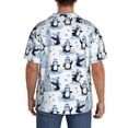 thumbnail image 3 of Rateoe Playful Penguins and Snowmen Pattern Men's Short Sleeve Classic Shirt, Casual Short-Sleeved Shirt, Lightweight Summer Shirt, Cuban Collar Shirt,Button-Front Shirt-Large, 3 of 5