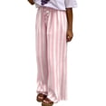 thumbnail image 3 of Lumtrix Women's Wide Leg Palazzo Pants Dressy Casual Striped Y2K Baggy Trousers High Waisted Lounge Slacks with Pockets Pink M, 3 of 8