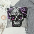 thumbnail image 2 of Purple Rose and Skull Throw Pillow,Soft Square Cushion Case for Couch Sofa Bed Bedroom Living Room,, 2 of 5
